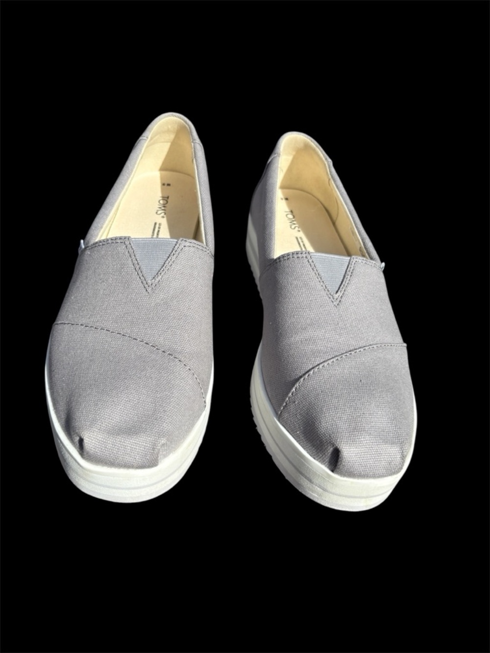 Toms Slip-On Canvas Shoes in Light Gray with White Sole